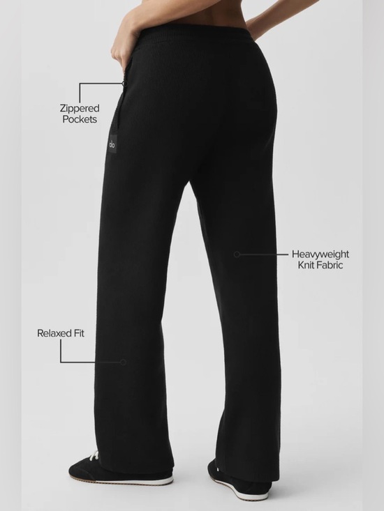 ALO Yoga Scholar Straight Leg Sweatpants XS Black $188 Retail NWOT